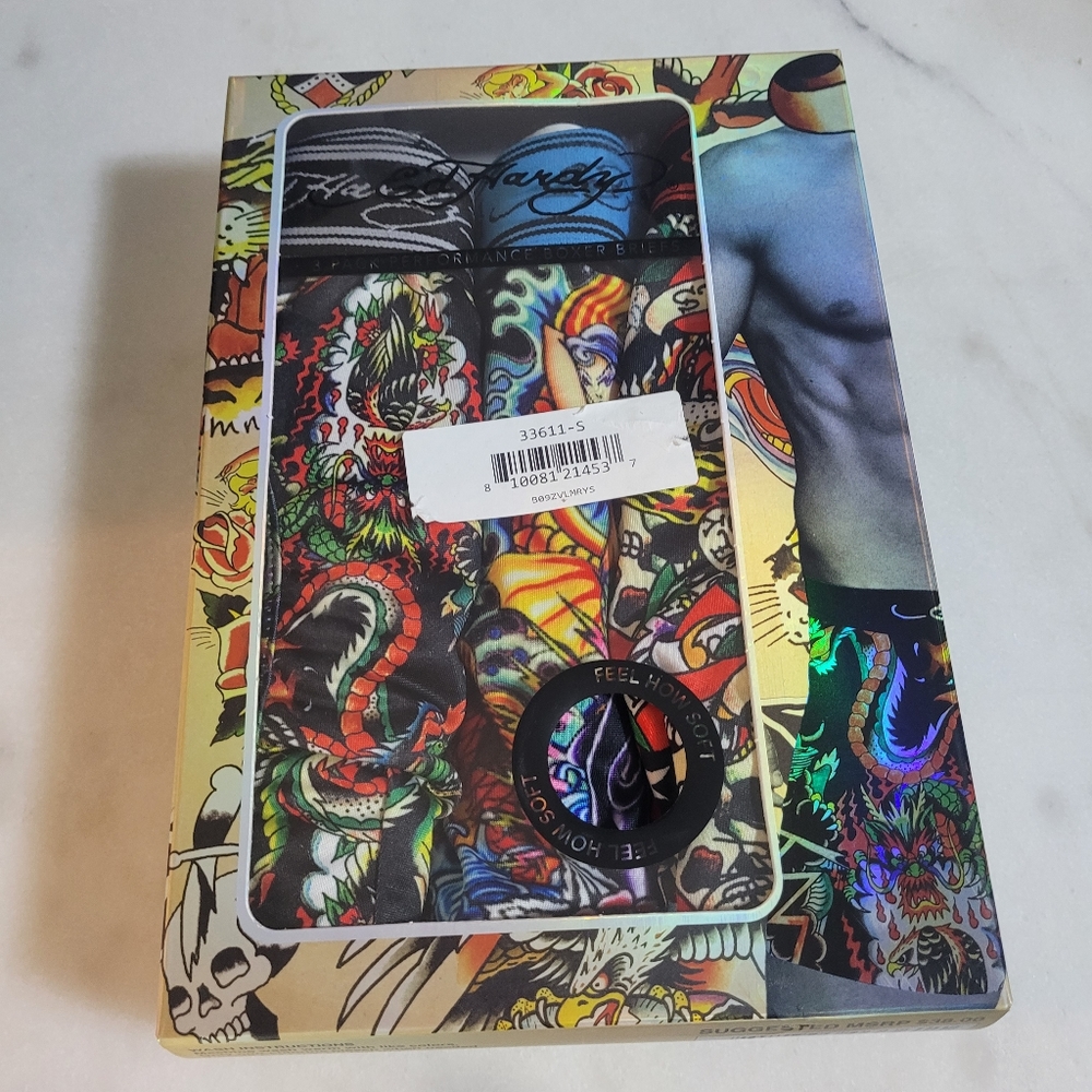 Ed Hardy 3pk Performance Boxer Briefs Tattoo